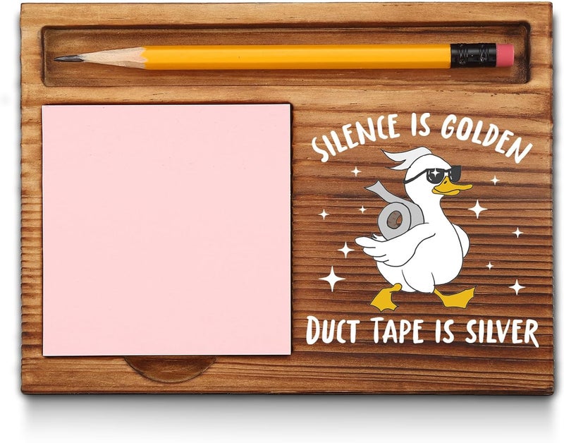 akeke Silence is Golden Sticky Notes Holder, Funny, Sarcastic, Sassy, Snarky Work Gifts for Coworkers, Women, Colleagues, Boss, Gag, Humor Duck Sarcasm Self-Stick Note Pad Holders GAA57 - Image 1